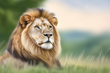 Realistic portrait of a lion highlighting its majestic features against a white studio background