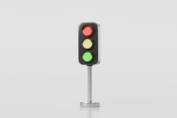 3d Traffic light icon isolated on white background. Minimal Cartoon Traffic light red, green and orange simple icon. warning safety street or Stoplight warning and Traffic signs concept. 3d render.