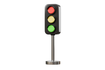 3d Traffic light icon isolated on white background. Minimal Cartoon Traffic light red, green and orange simple icon. warning safety street or Stoplight warning and Traffic signs concept. 3d render.