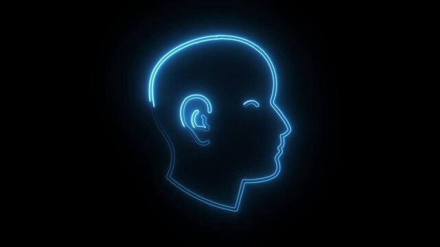 Glowing neon blackhead icon isolated on black background. HD Video motion graphic animation