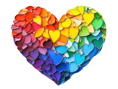 Isolated Heart Made from Paper Hearts