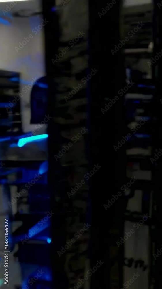 Poster dynamic data center operations with hightech server racks and digital connections