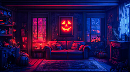 Obraz premium Halloween gothic vampire dark living room