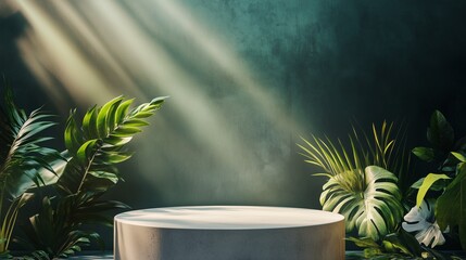 Luxury Studio Podium with Natural Light Elegant Product Display Background.