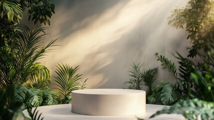 Luxury Studio Podium with Natural Light Elegant Product Display Background.