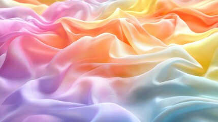 Obraz premium Colorful Silk Fabric Texture with Gentle Waves and Smooth Flowing Surface in Pastel Hues