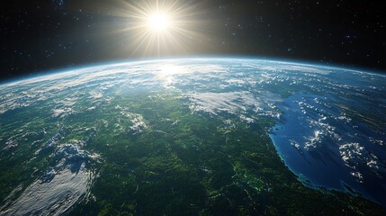 Fototapeta premium Green forest on earth in space