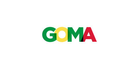 Goma in the Congo emblem. The design features a geometric style, vector illustration with bold typography in a modern font. The graphic slogan lettering.