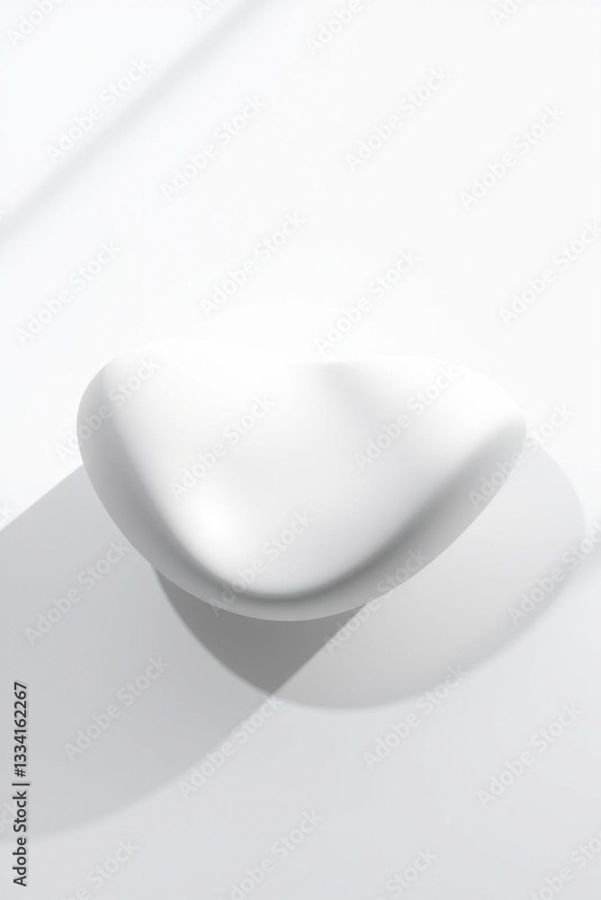 Wall mural minimalistic design white object with smooth curvatures and soft shadows on a clean surface