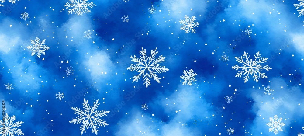 Poster seamless pattern of abstract snowflakes muted whites blues minimal intricate design for fabric and w