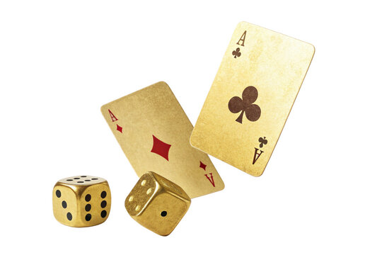 Golden playing cards and dice create vibrant gaming scene
