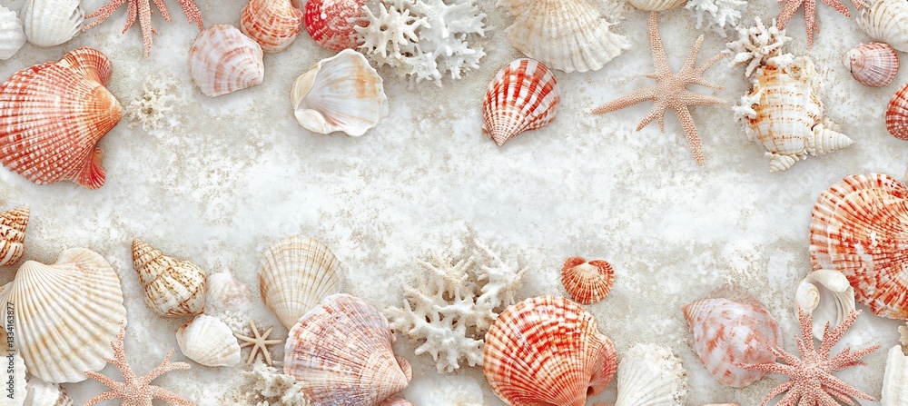 Aufkleber seamless pattern of intricate seashells soft sandy colors abstract forms perfect packaging design or