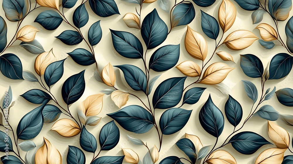 Poster seamless vector pattern of swirling vines soft greens muted earth tones minimal yet elegant design p