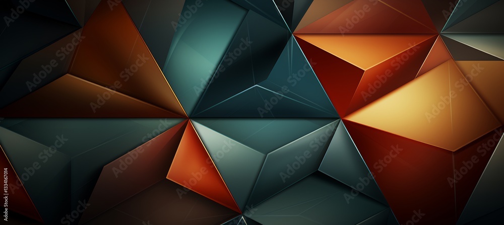 Poster sleek geometric background bold overlapping triangles smooth gradient transitions green to yellow pe