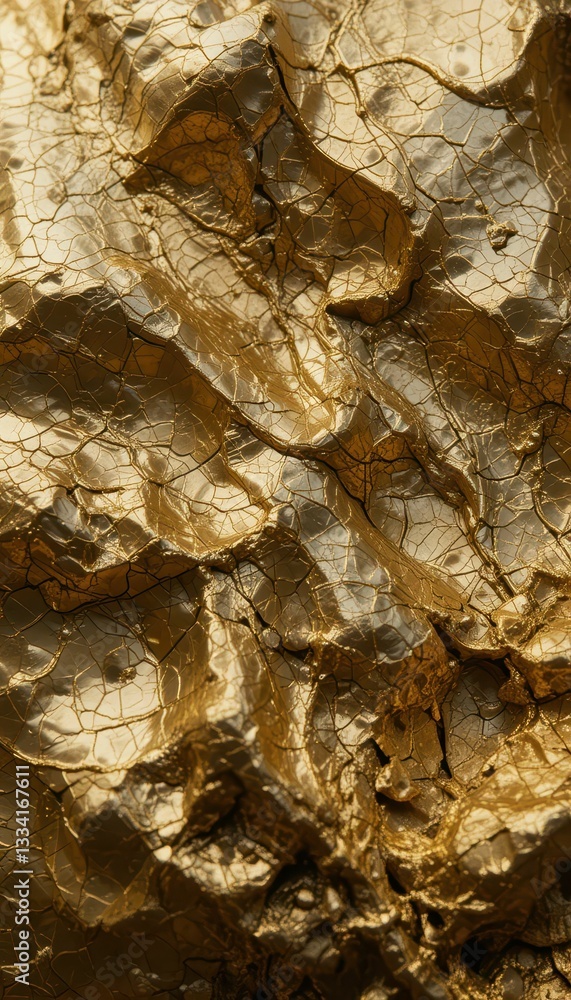 Poster textured golden surface with cracks and irregular patterns