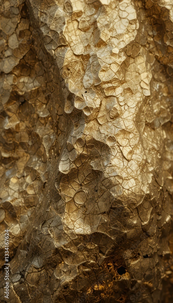 Poster textured background of cracked gold surface with intricate patterns