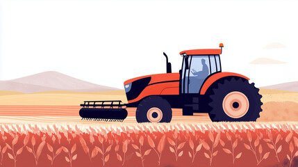 Fototapeta premium Modern tractor, farm equipment, agricultural machinery, farming technology, soil cultivation, sustainable agriculture, plowing fields, crop planting, precision farming, rural devel