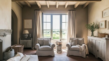 Rustic Tuscan Living Room with Stunning Views