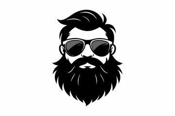 a beard with sun glass a mustache line art silhouette vector illustration