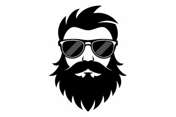a beard with sun glass a mustache line art silhouette vector illustration