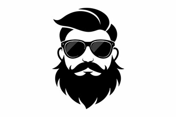 a beard with sun glass a mustache line art silhouette vector illustration