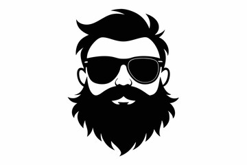 a beard with sun glass a mustache line art silhouette vector illustration