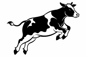 a cow is jumping line art silhouette vector illustration