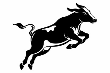 a cow is jumping line art silhouette vector illustration
