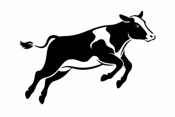 a cow is jumping line art silhouette vector illustration