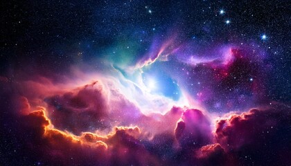 Fototapeta premium Colorful space galaxy cloud nebula. Stary night cosmos. Universe science astronomy. Supernova