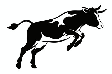 a cow is jumping line art silhouette vector illustration