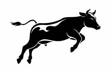 a cow is jumping line art silhouette vector illustration
