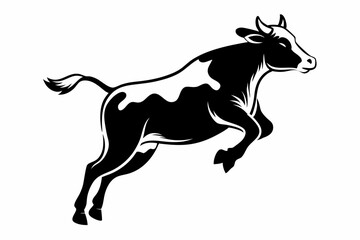 a cow is jumping line art silhouette vector illustration
