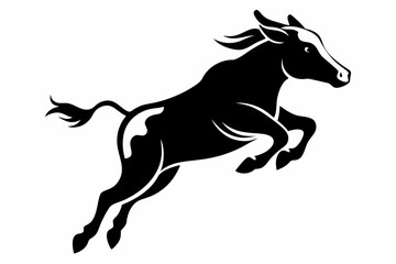 a cow is jumping line art silhouette vector illustration