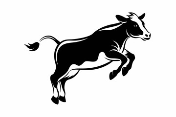 a cow is jumping line art silhouette vector illustration