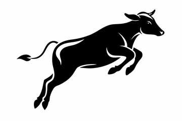 a cow is jumping line art silhouette vector illustration
