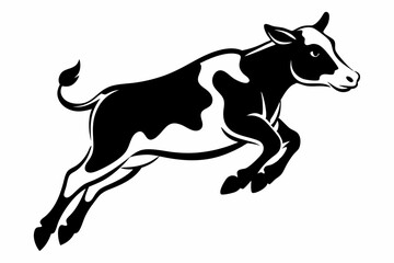 a cow is jumping line art silhouette vector illustration