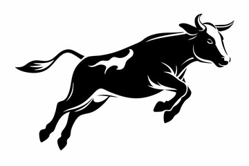 a cow is jumping line art silhouette vector illustration
