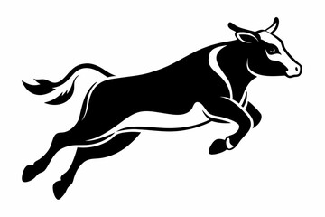 a cow is jumping line art silhouette vector illustration