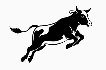 a cow is jumping line art silhouette vector illustration