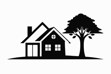 a minimalist house icon line art silhouette vector illustration
