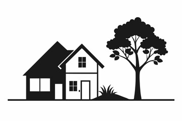 a minimalist house icon line art silhouette vector illustration