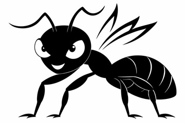 angry ant line art silhouette vector illustration