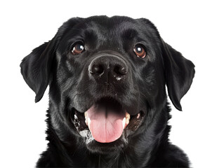 Fototapeta premium Isolated Happy Black Labrador Headshot with Tongue Out