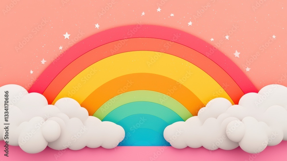 Poster mesmerizing abstract rainbow background featuring soft clouds and gentle colors