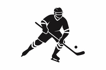 Fototapeta premium athlete hockey player minimalistic figure line art silhouette vector illustration