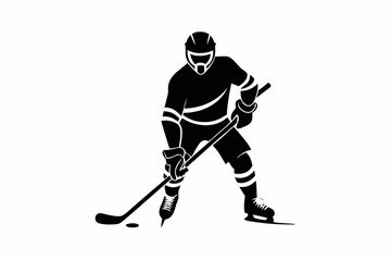 athlete hockey player minimalistic figure line art silhouette vector illustration
