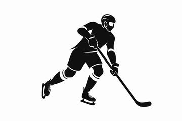 athlete hockey player minimalistic figure line art silhouette vector illustration