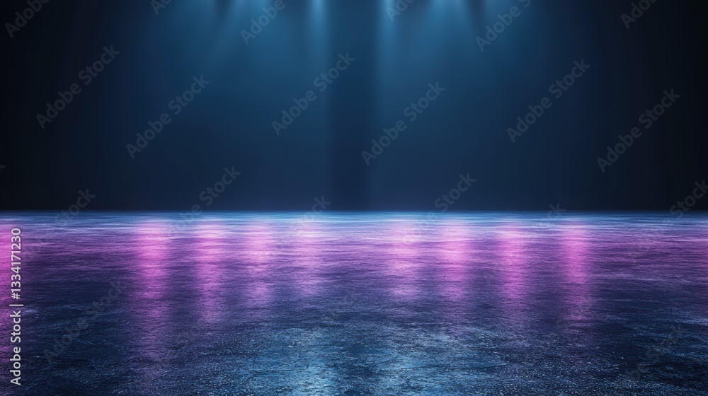 Poster colorful neon lines in 3d rendering with glowing effects on a dark background