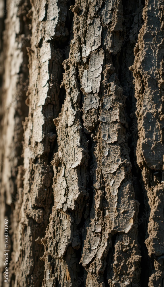 Aufkleber close-up view of textured tree bark with natural patterns and colors